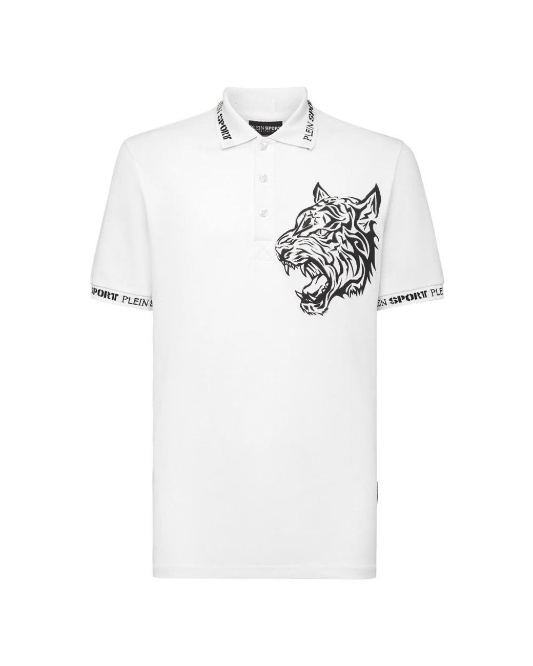 Philipp Plein Fitness ,Wit ,Katoen Polo Shirt Tiger in het White voor heren