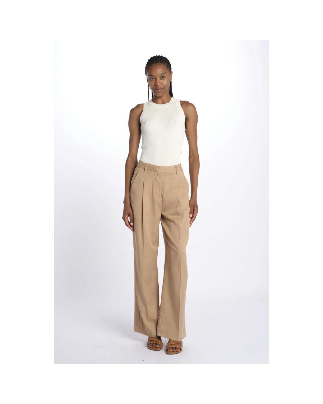 Scotch & Soda White Wide Trousers