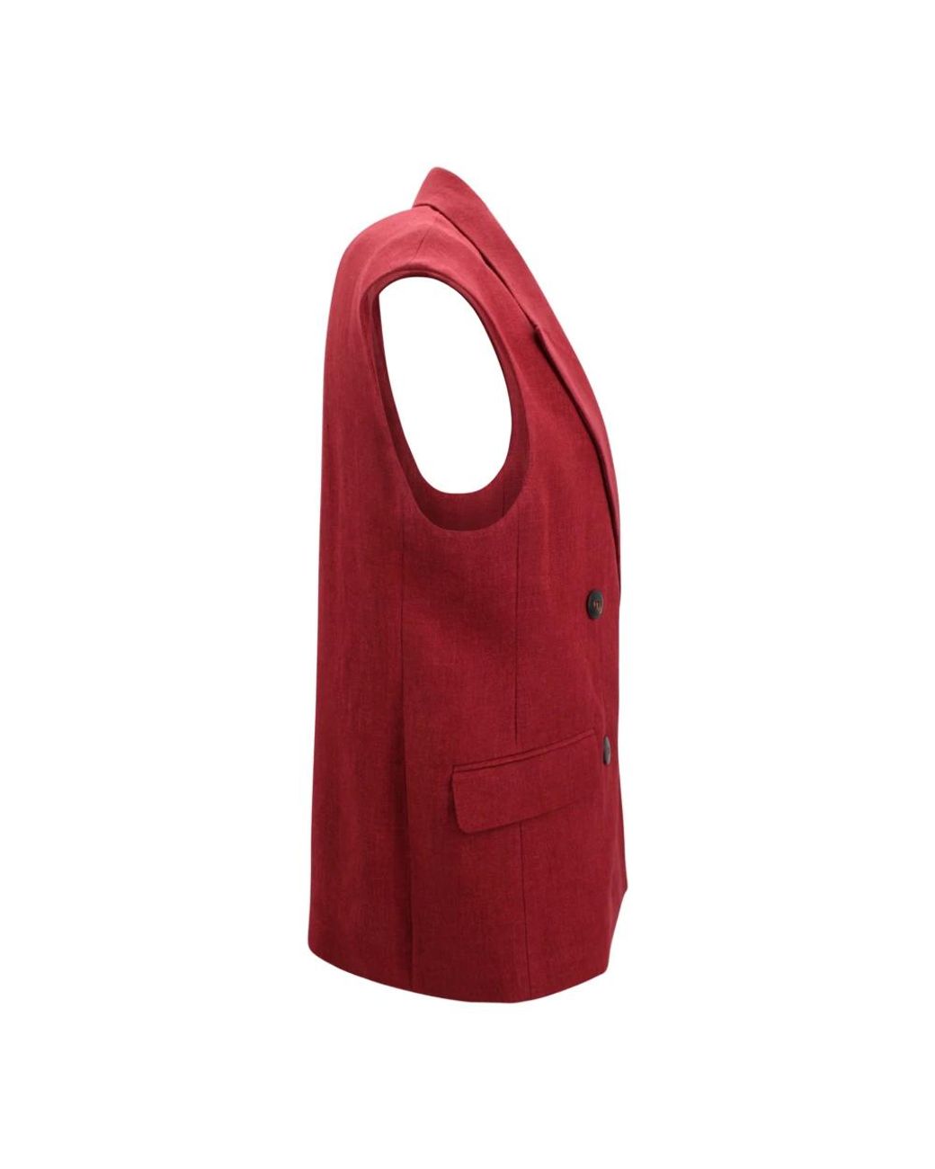 Max Mara Red Double-Breasted Linen Waistcoat