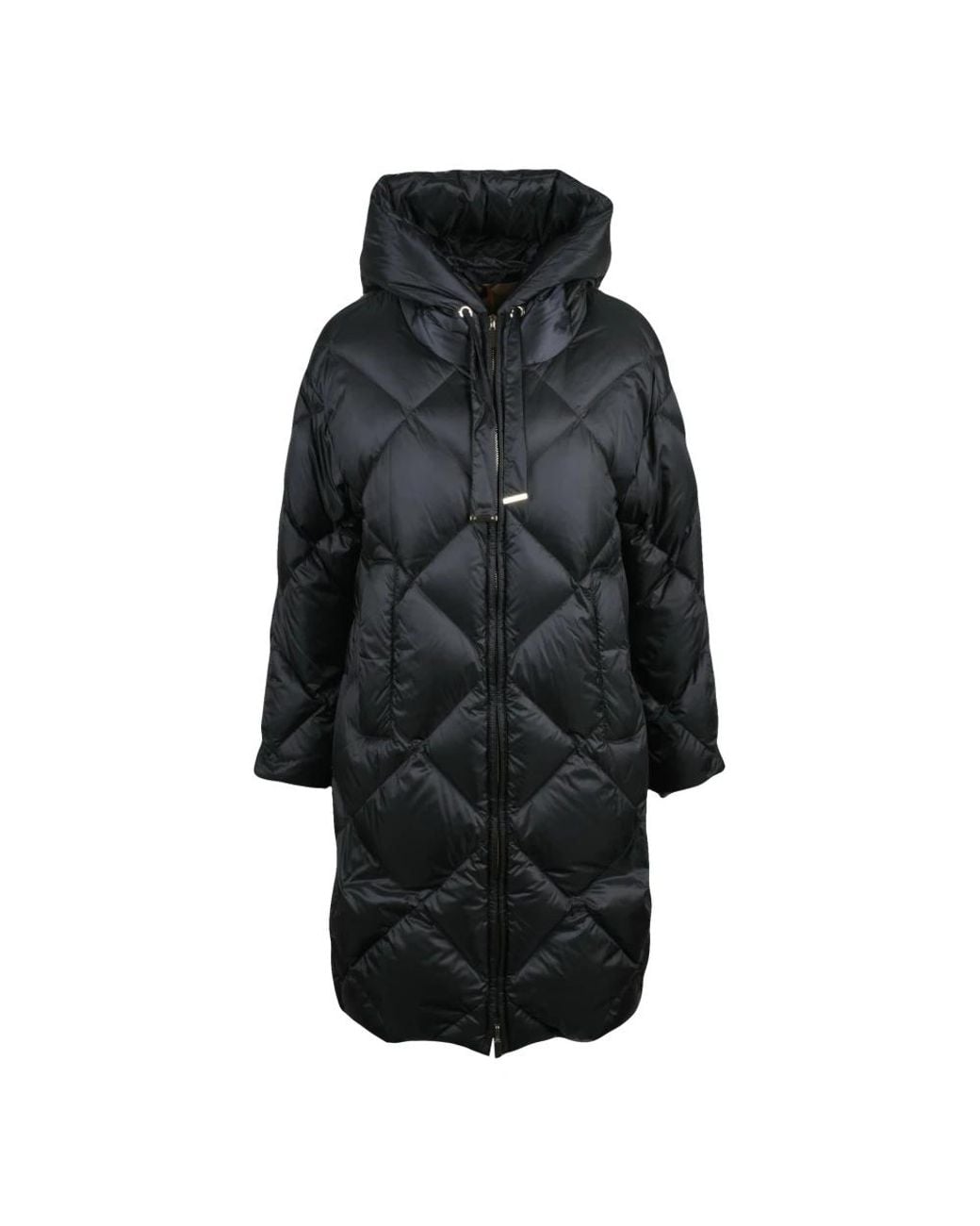 Max Mara Trefe Lange Donsjas in het Black