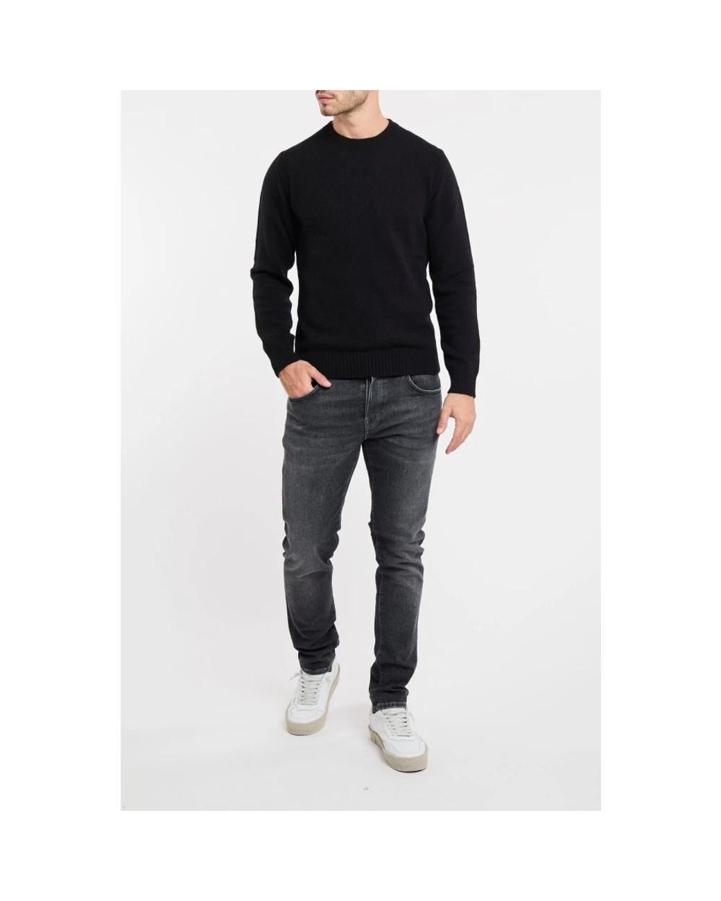 Daniele Fiesoli Black Round-Neck Knitwear for men