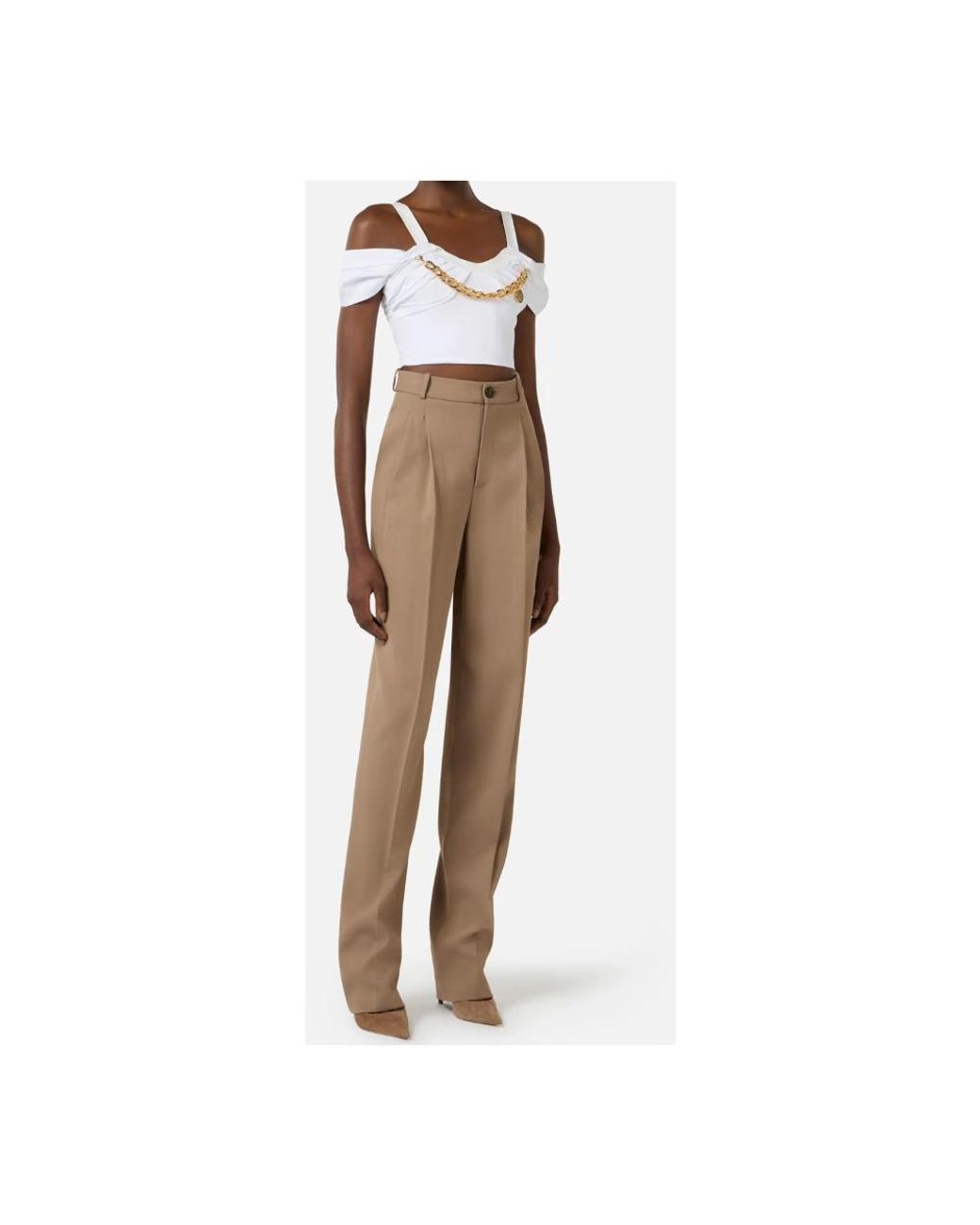 Elisabetta Franchi White Sleeveless Tops