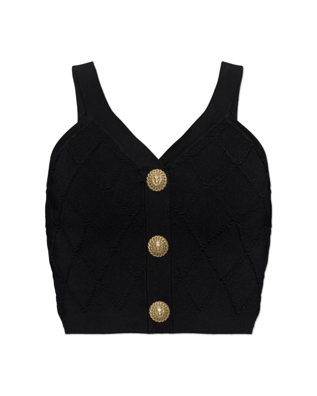 Balmain Black Sleeveless Tops