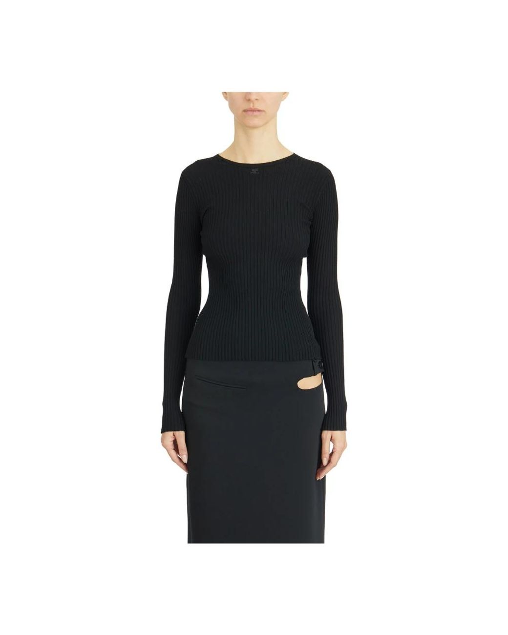Courreges Black Round-Neck Knitwear