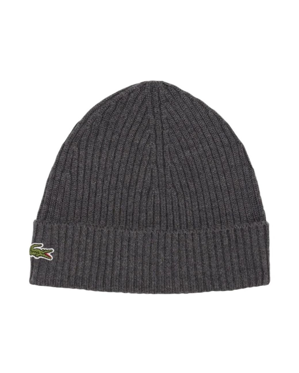 Lacoste Gray Gerippte Strickmütze
