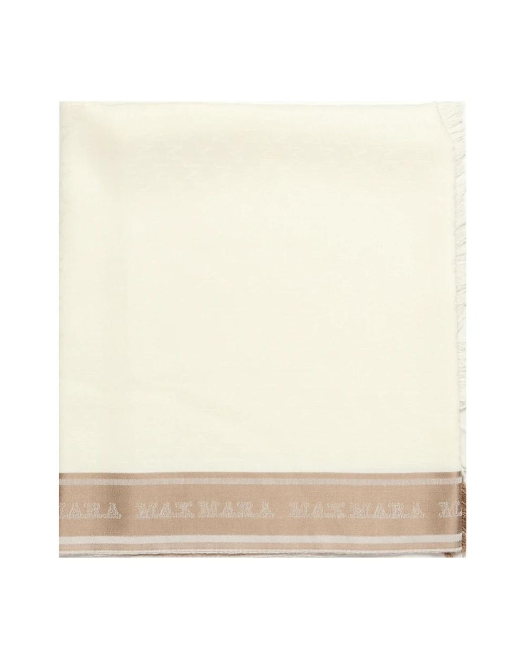 Max Mara Accessoires ,Contrasterende Zijbanden Hazelnootkleurige Sjaal in het Natural