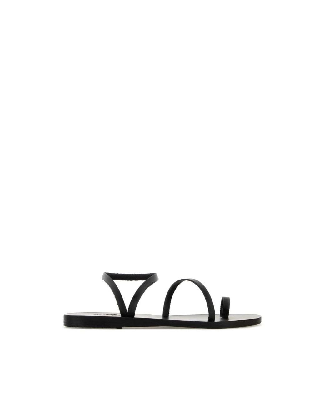 Ancient Greek Sandals Black Flat Sandals