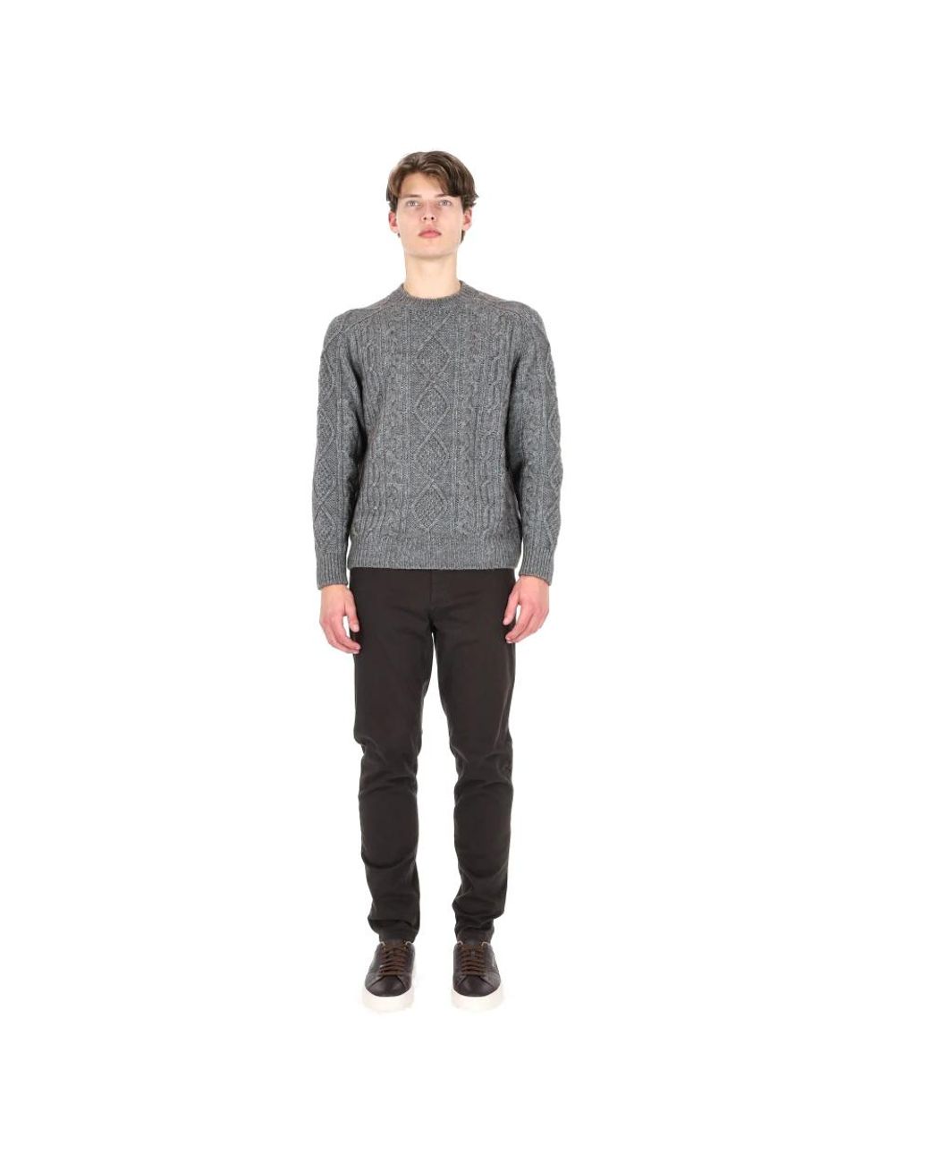 Herno Gray Round-Neck Knitwear for men