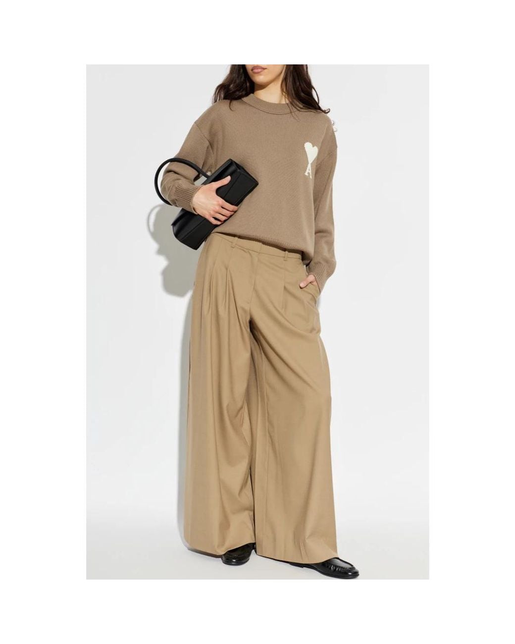 Round-Neck Knitwear AMI en coloris Natural
