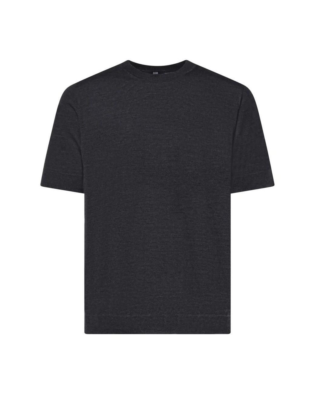 Alpha Studio Tops ,Grijs ,Wol T-Shirt Met Ronde Hals in het Black voor heren