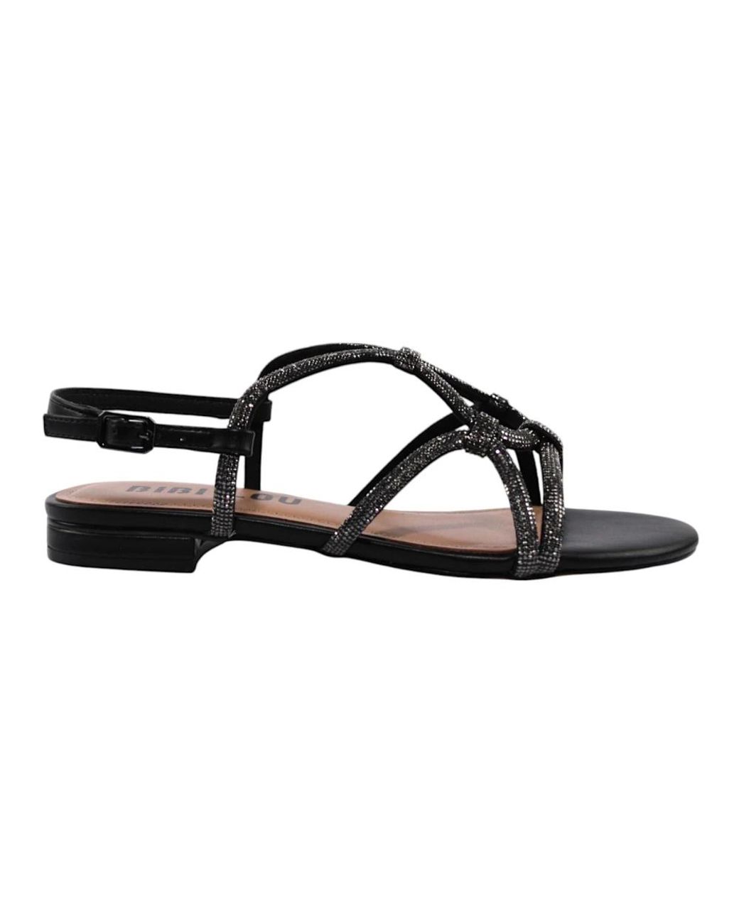 Bibi Lou Black Flat Sandals