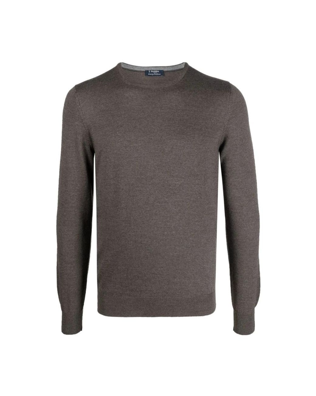 Barba Napoli Gray Round-Neck Knitwear for men
