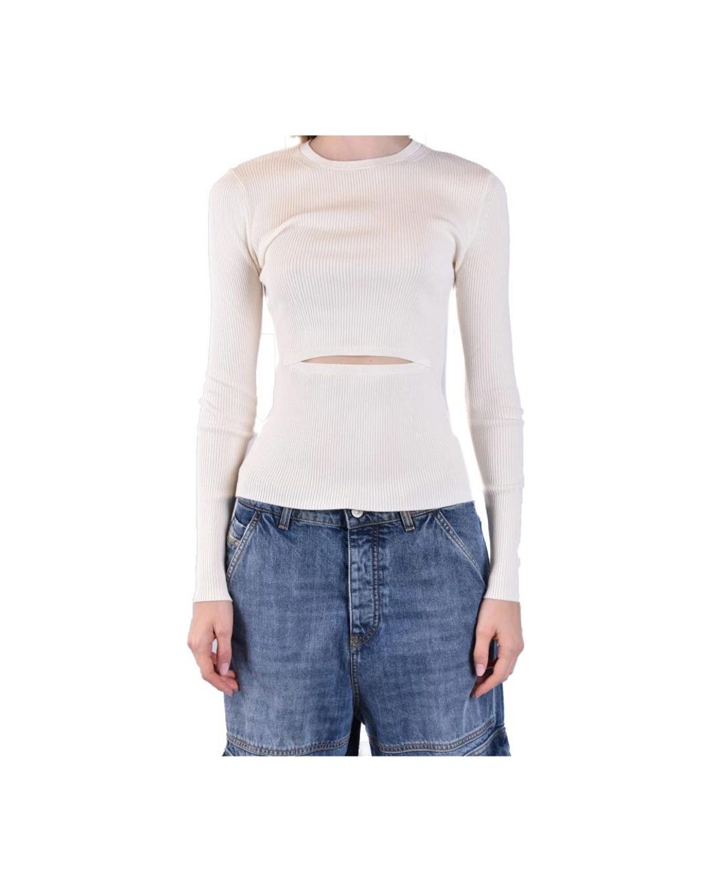 DIESEL White Round-Neck Knitwear