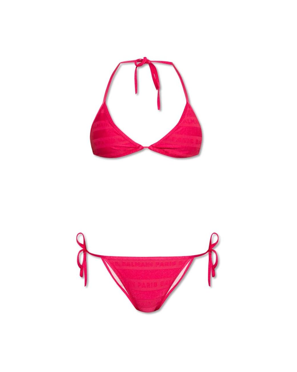 Balmain Badmode ,Roze ,Bikini Met Logo-Print in het Pink