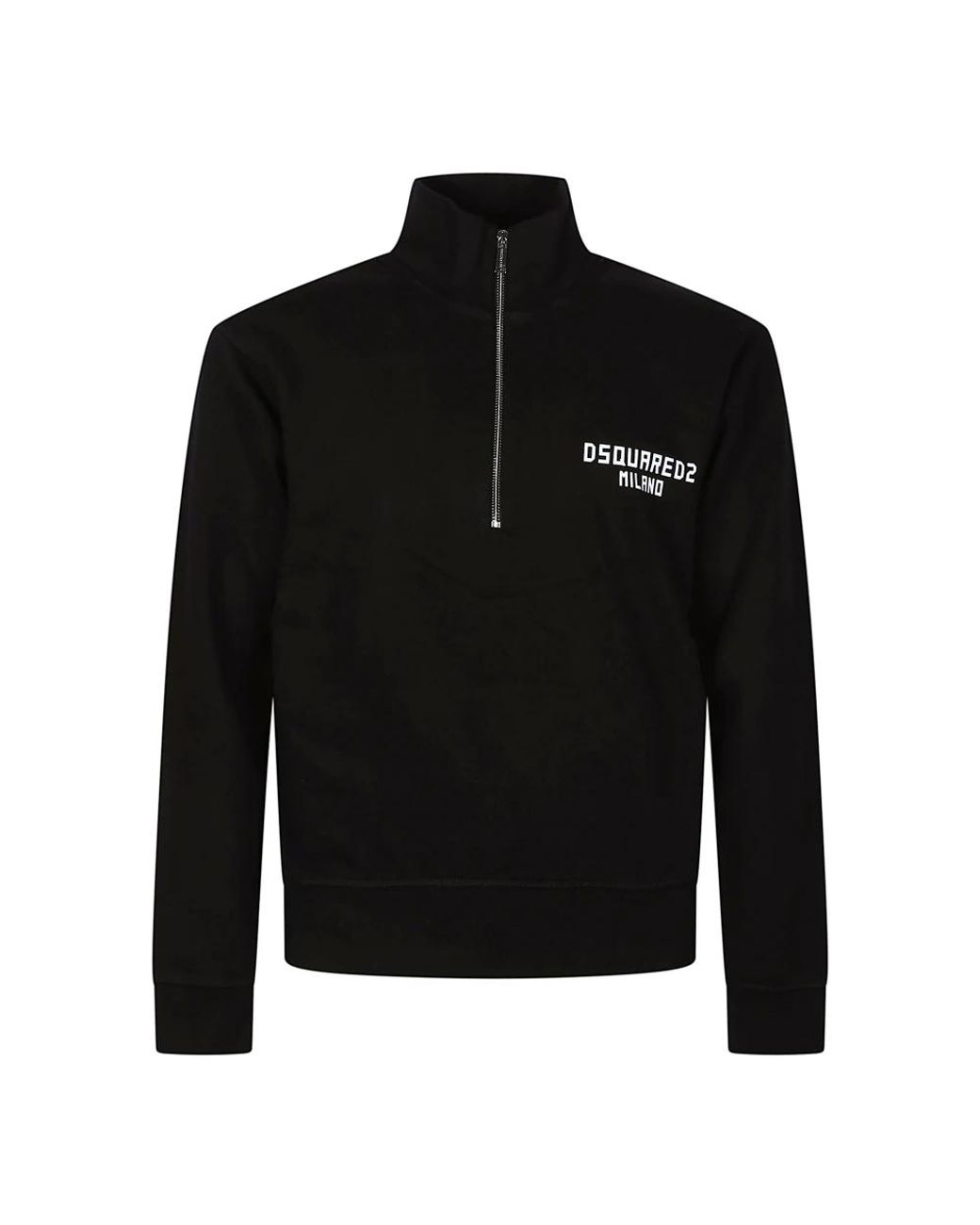 DSquared² Logo Print Half Zip Sweatshirt in het Black voor heren