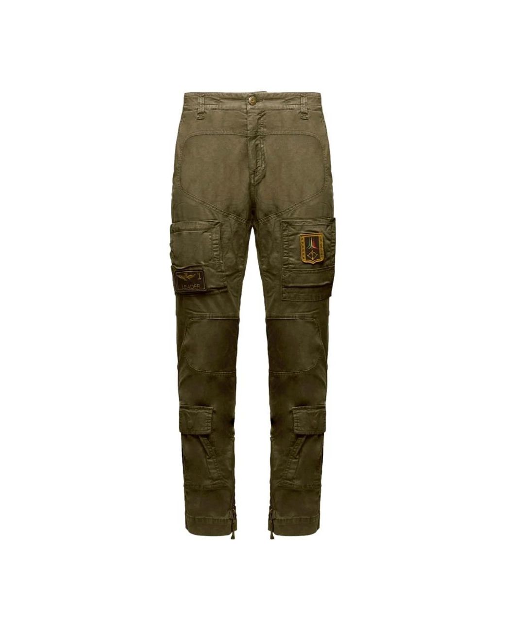 Aeronautica Militare Green Straight Trousers for men