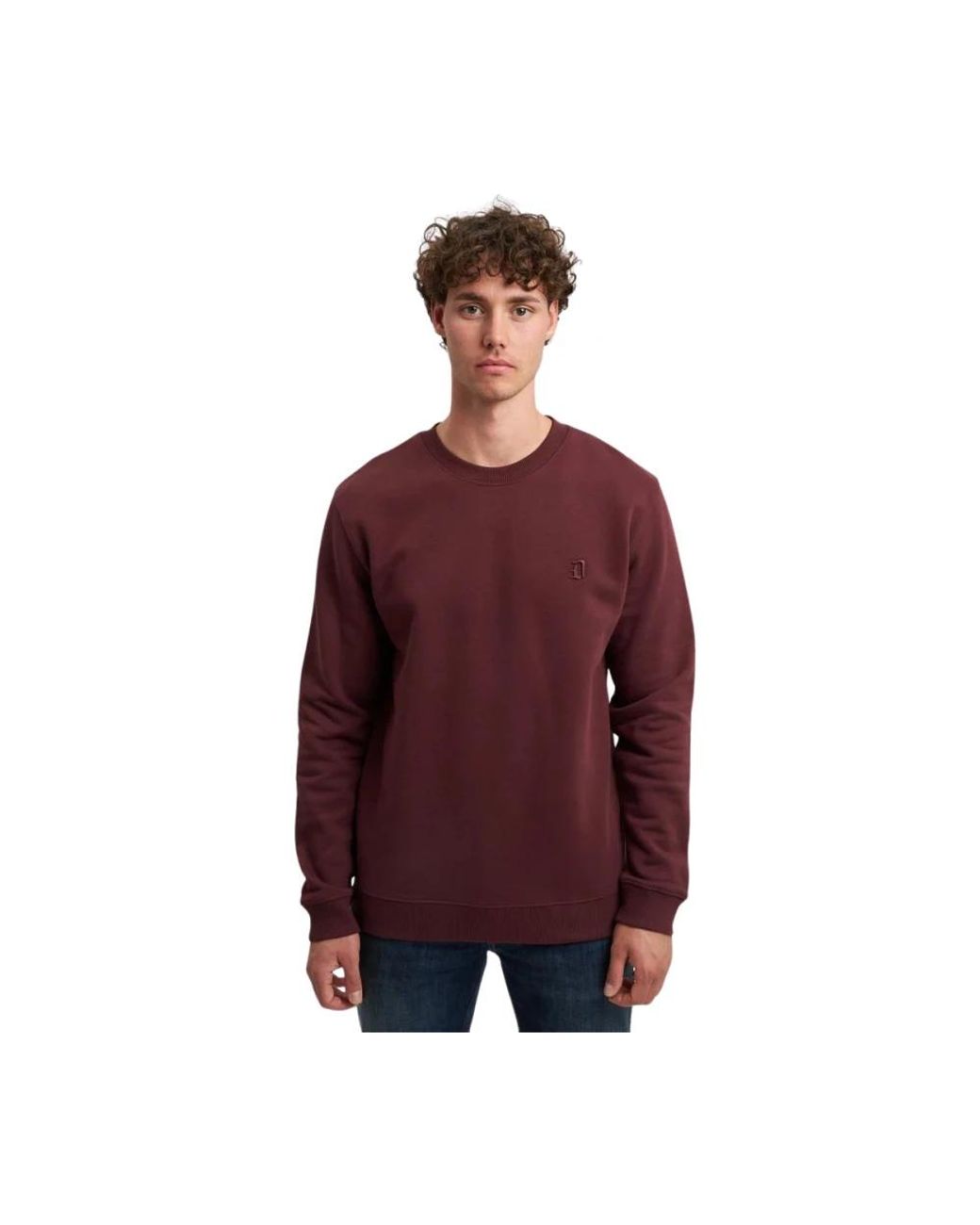 Dondup Hoodies & Sweatvesten ,Bruin ,Katoen Regular-Fit Sweatshirt Met Ronde Hals in het Red voor heren