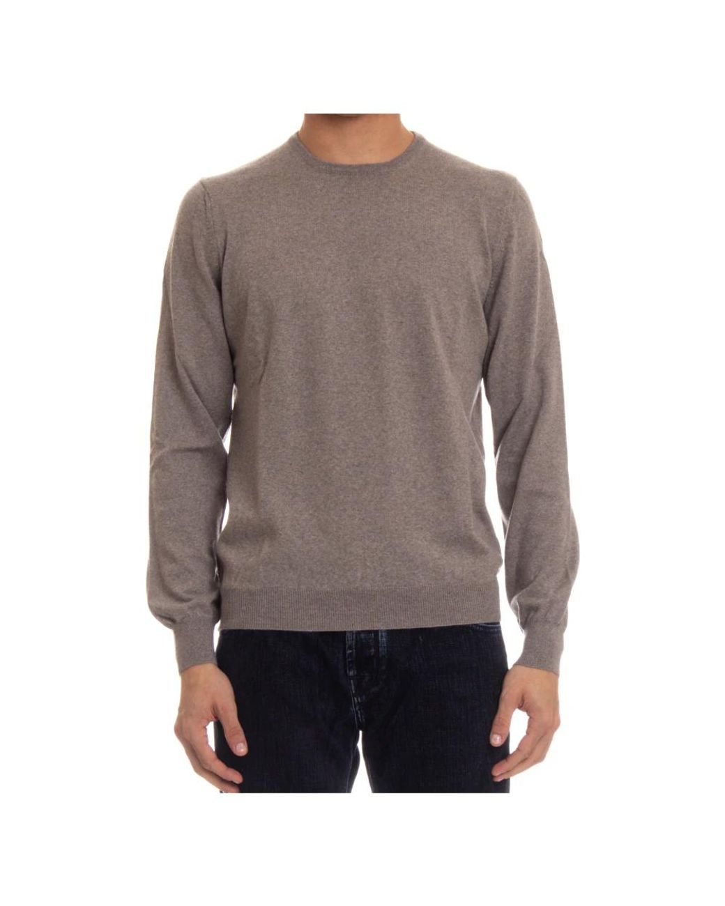 Barba Napoli Gray Round-Neck Knitwear for men