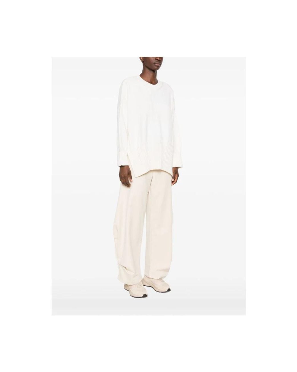 Akep White Pullover Mit Aufgesetzten Bündchen