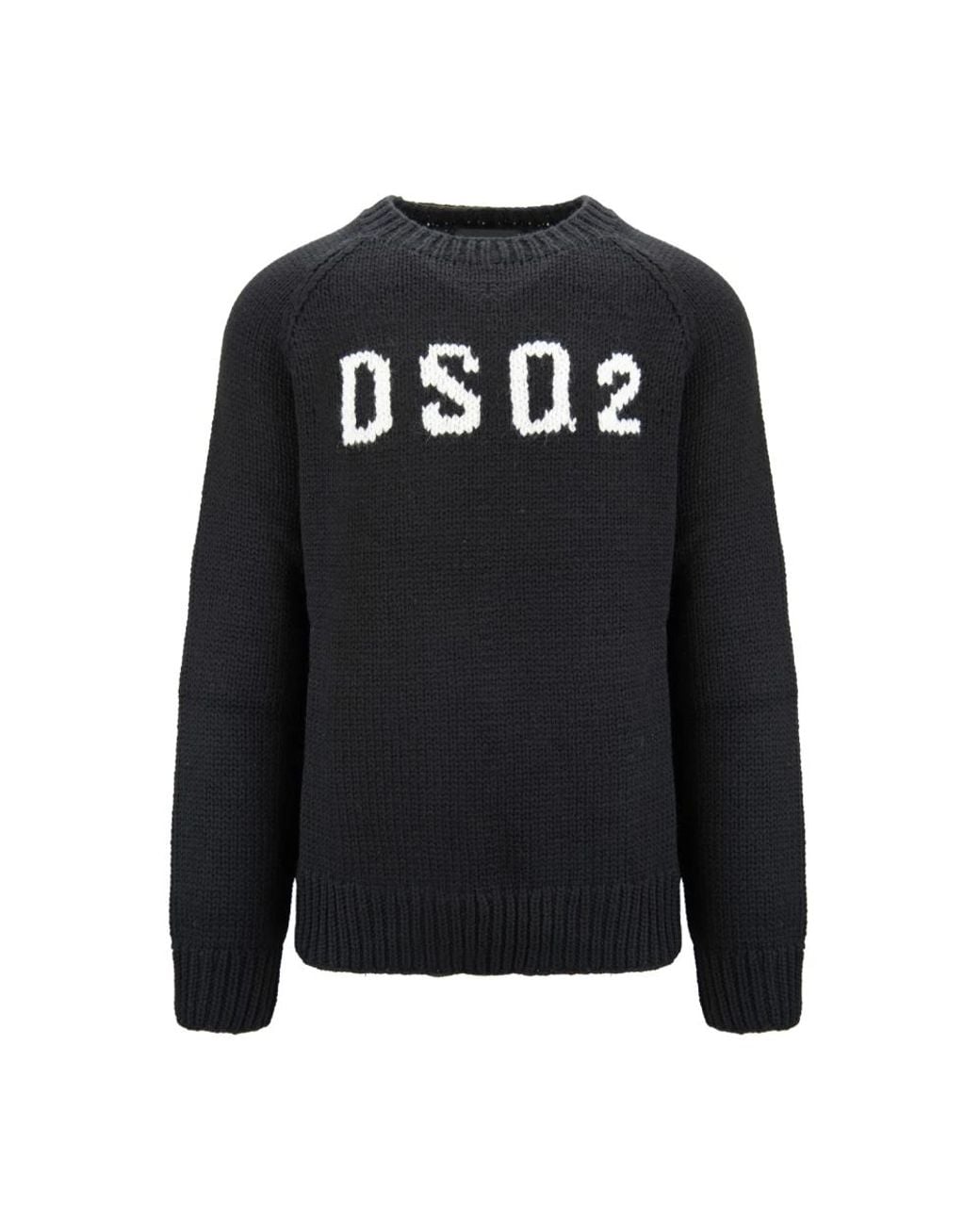 DSquared² Black Round-Neck Knitwear for men