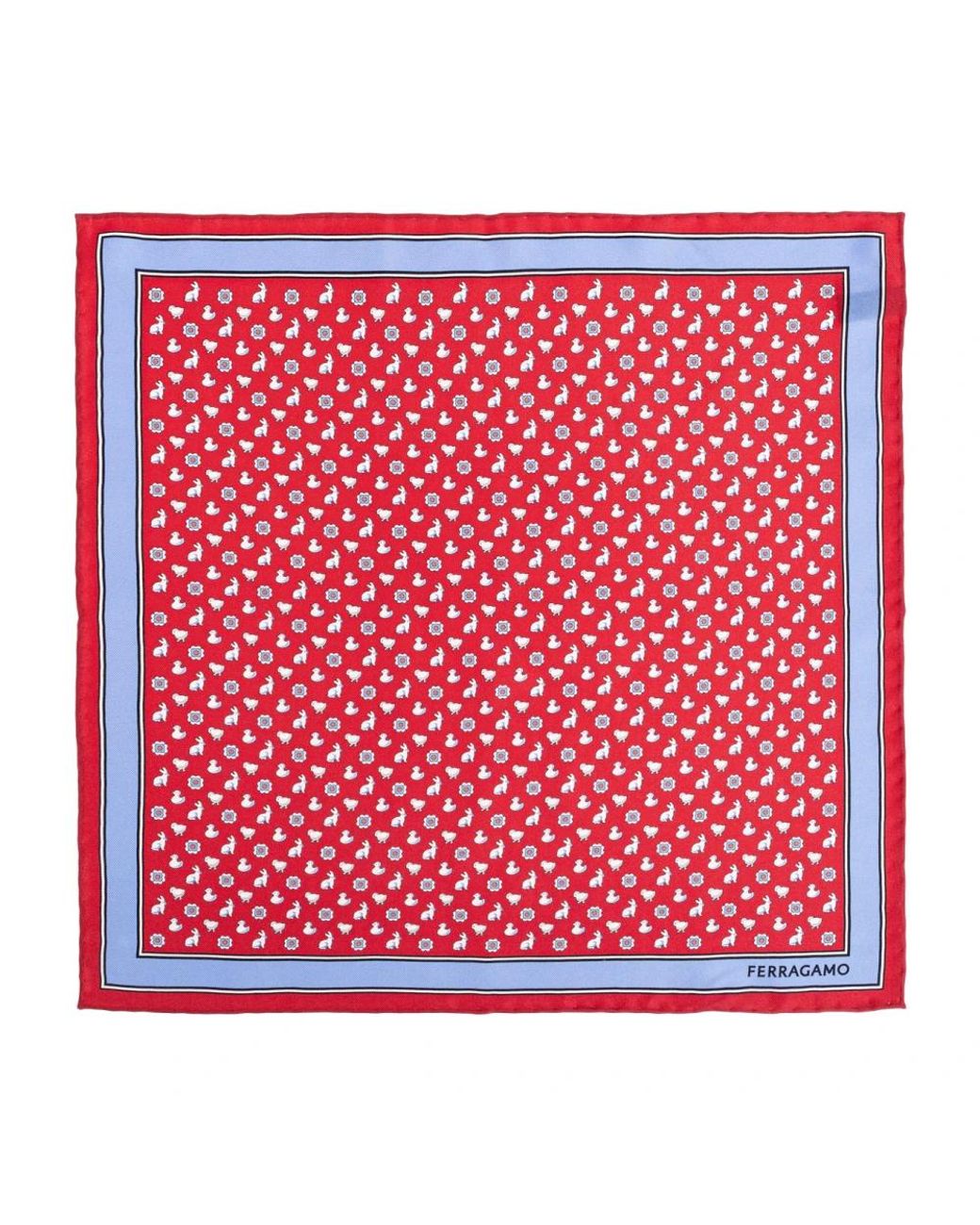 Ferragamo Accessoires ,Rood ,Leer Po Charm Zijden Zakdoek in het Red voor heren