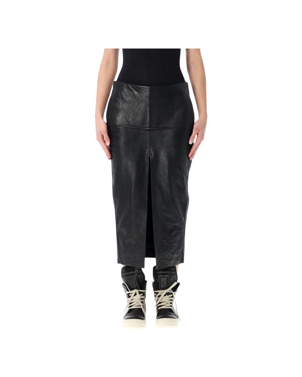 Rick Owens Black Leather Skirts