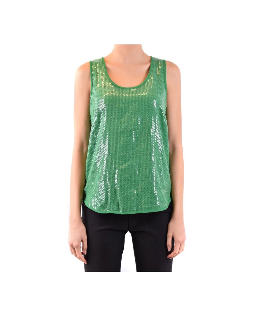 P.A.R.O.S.H. Green Sleeveless Tops