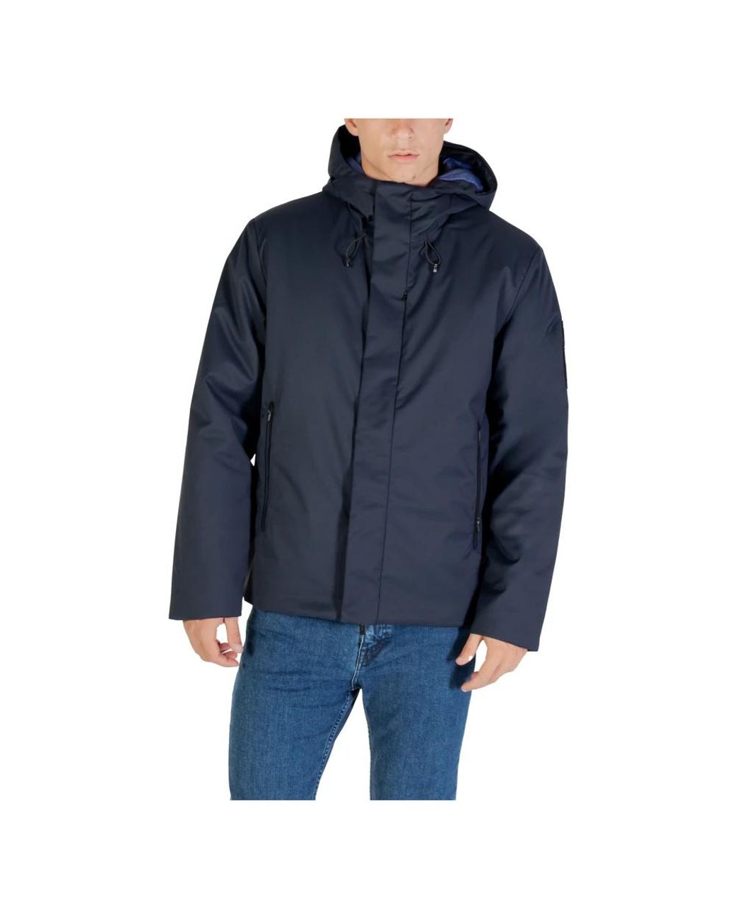 EA7 Jassen ,Blauw ,Polyester Moderne Caban Coat Met Verstelbare Capuchon in het Blue voor heren