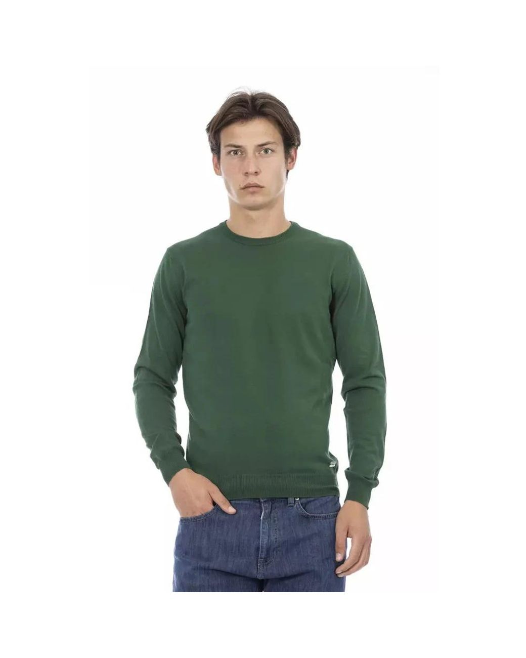 Baldinini Green Round-Neck Knitwear for men
