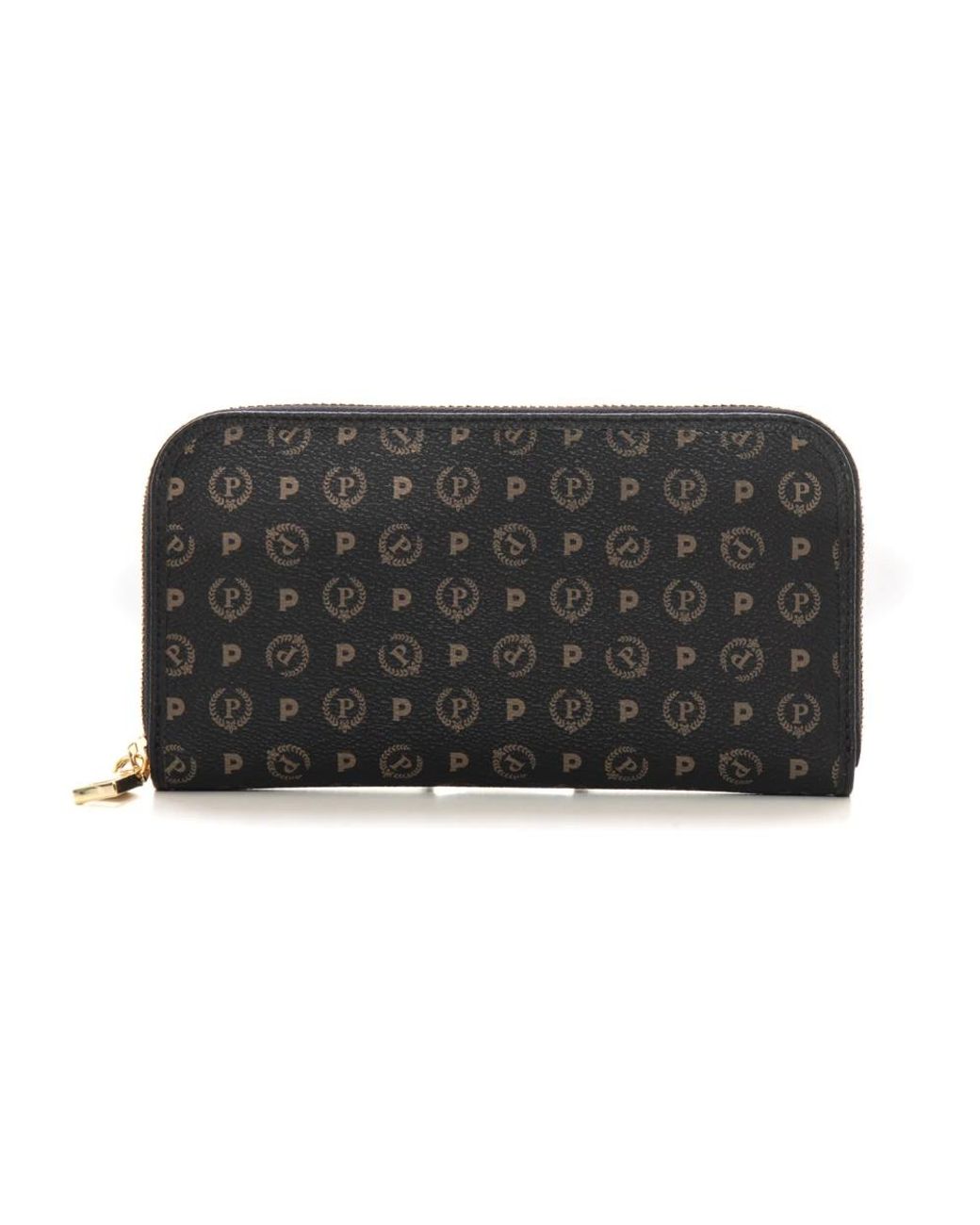 Pollini Accessoires ,Zwart ,Logo Ritsportemonnee Met Kaarthouder Vakken in het Black