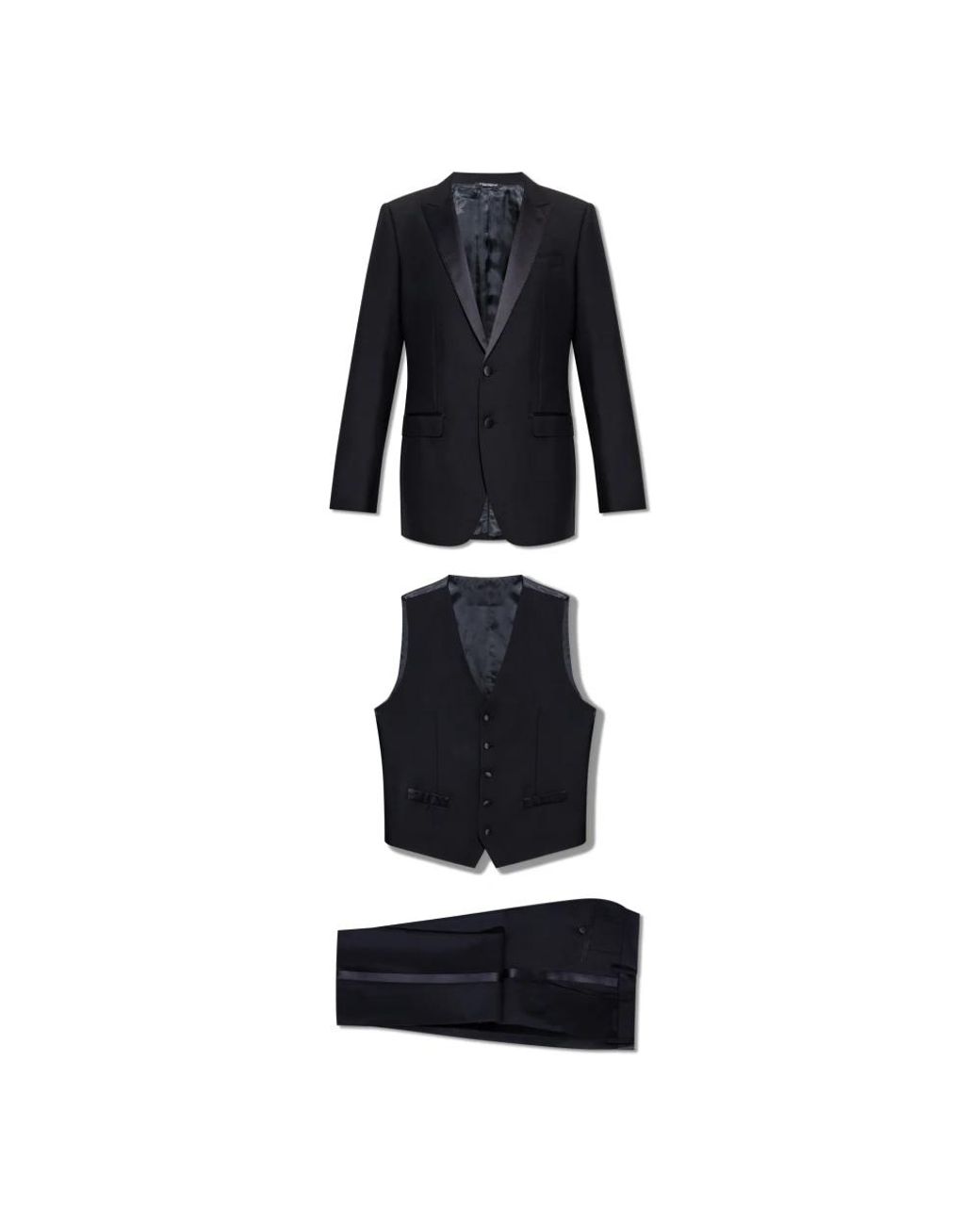 Dolce & Gabbana Kostuums ,Blauw ,Wol Driedelig Pak Van Wol in het Black voor heren