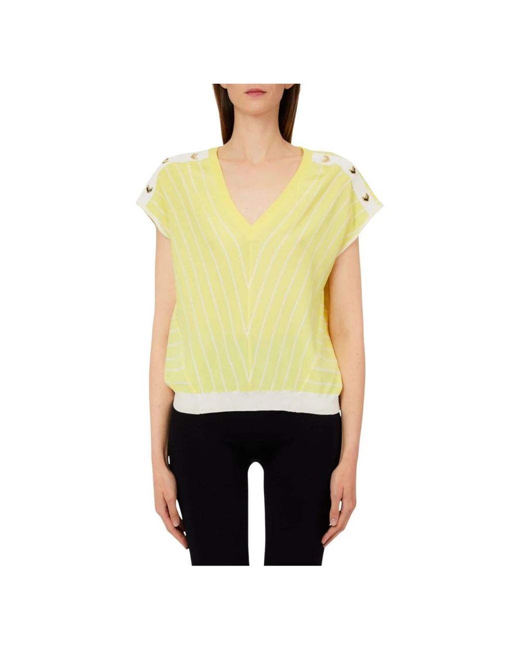 Liu Jo Yellow V-Neck Knitwear