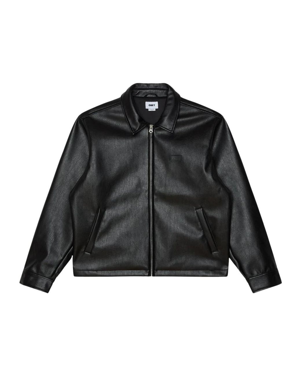 Obey Black Leather Jackets for men