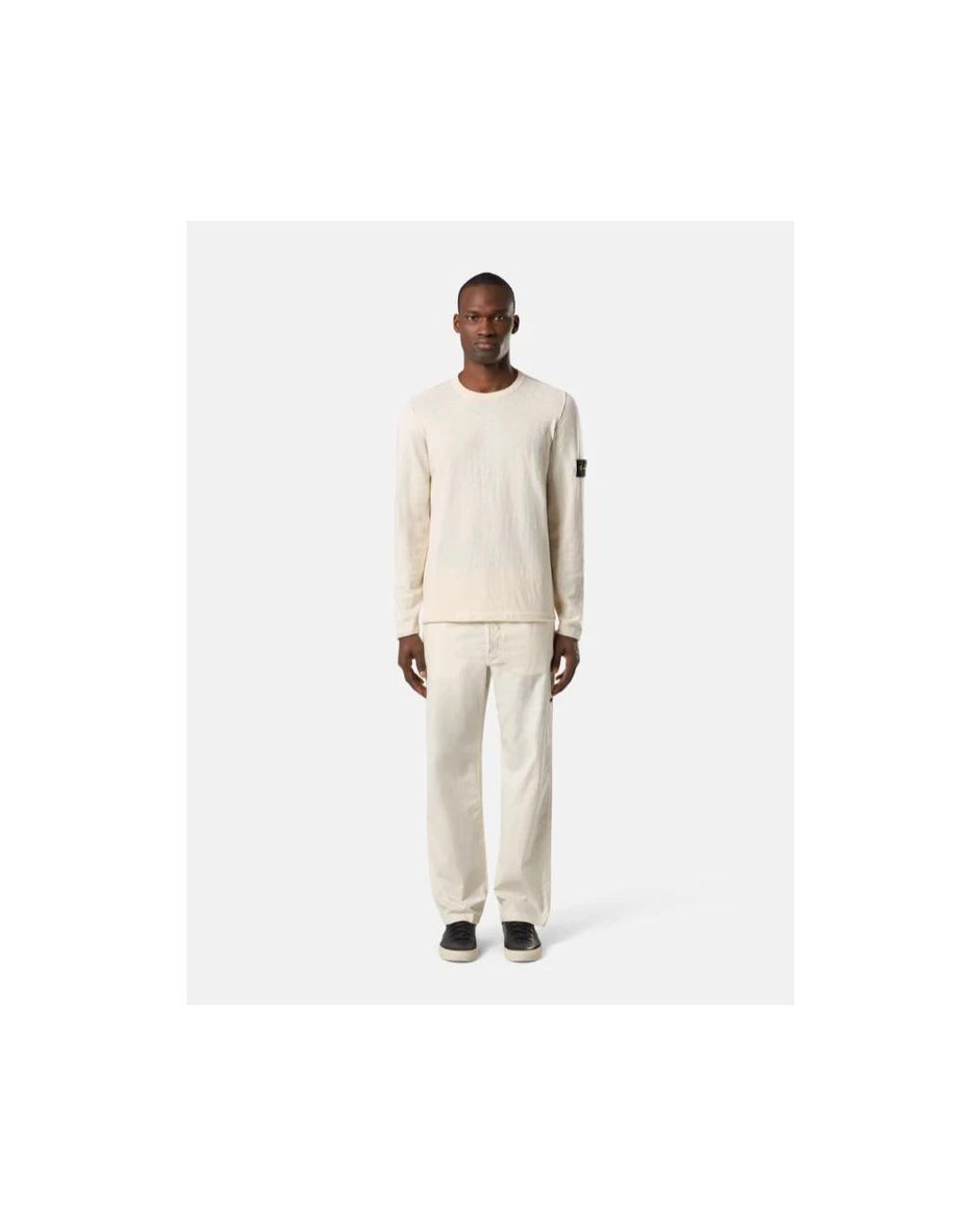 Stone Island White Round-Neck Knitwear for men