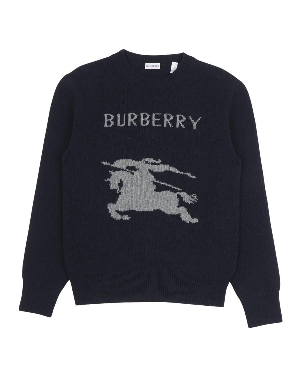 Burberry Blue Round-Neck Knitwear for men