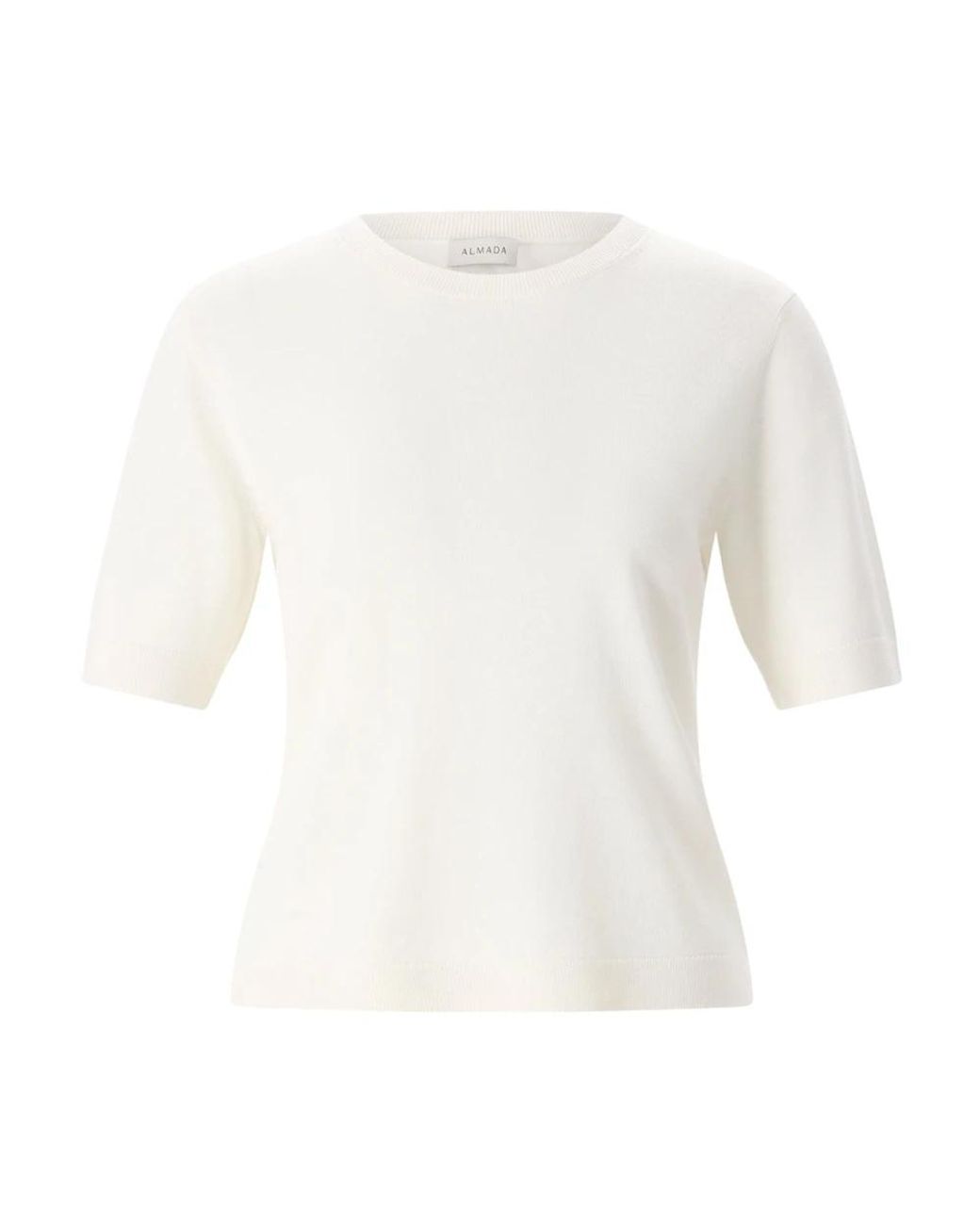 Almala White Round-Neck Knitwear