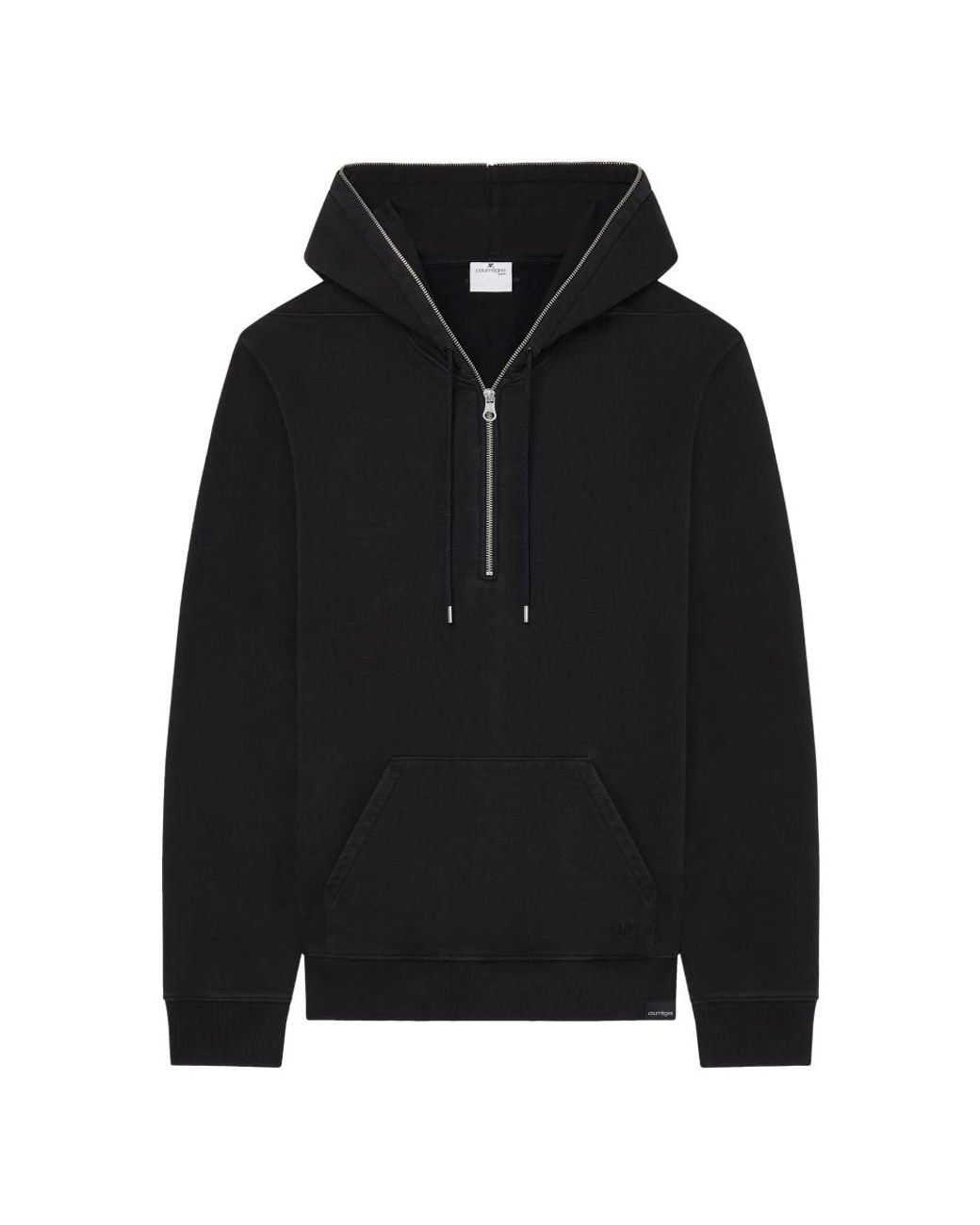 Courreges Hoodies & Sweatvesten ,Zwart ,Katoen Zwarte Fleece Hoodie Met Rits in het Black voor heren
