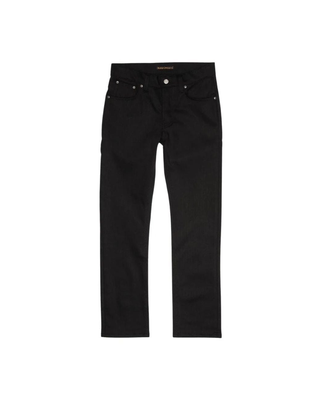 Nudie Jeans Black Straight Fit Jeans for men