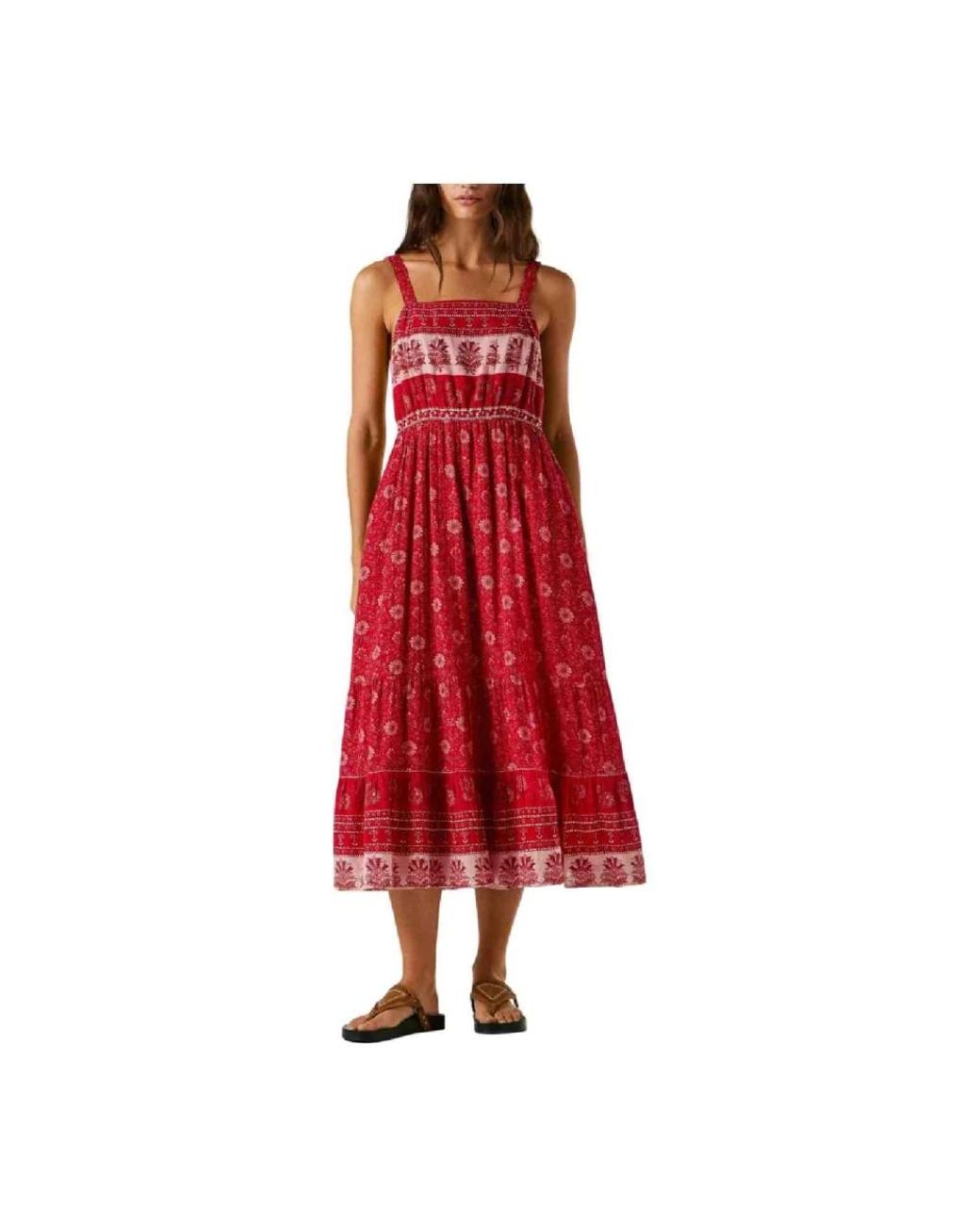Pepe Jeans Red Midi Dresses