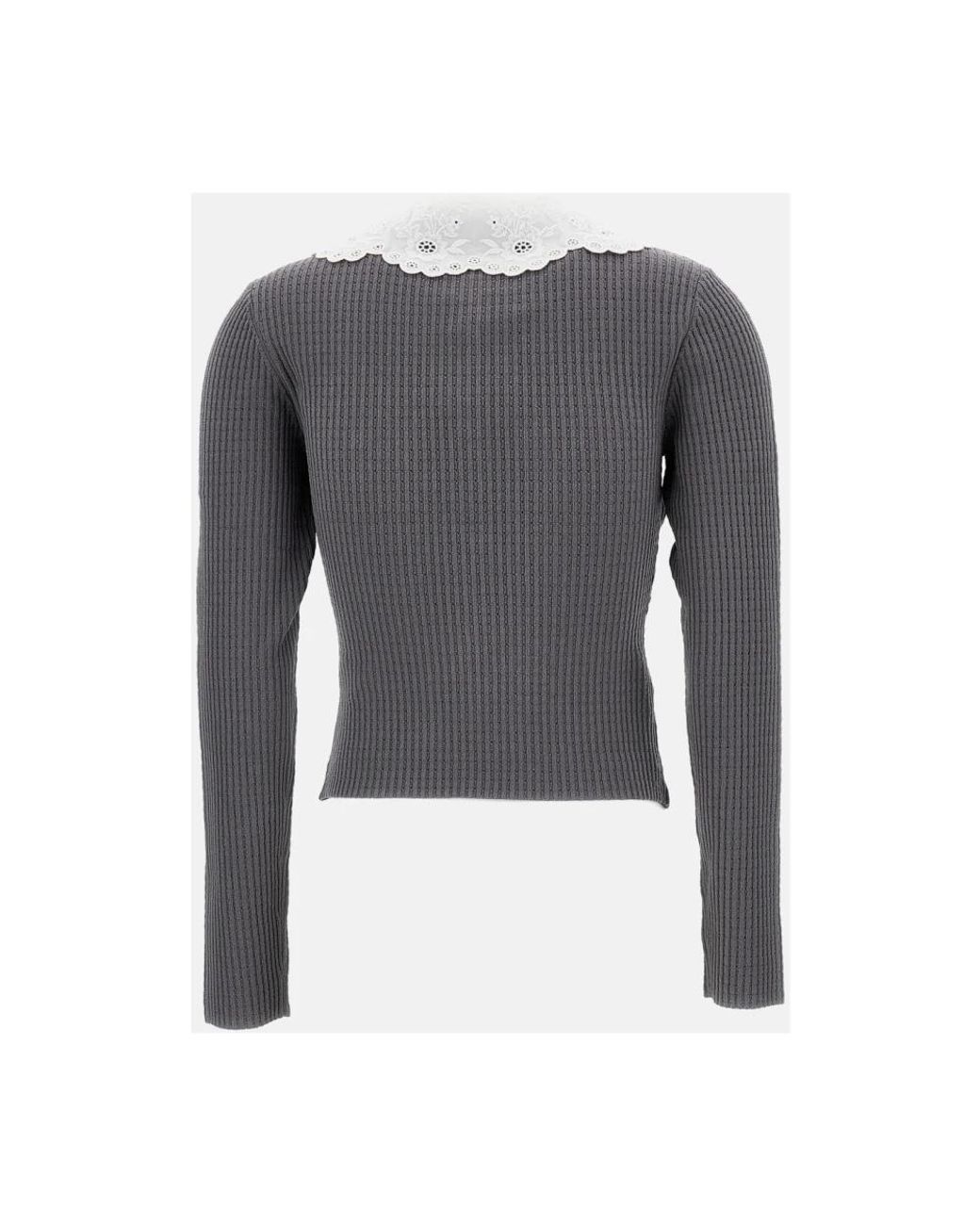 Self-Portrait Gray Round-Neck Knitwear