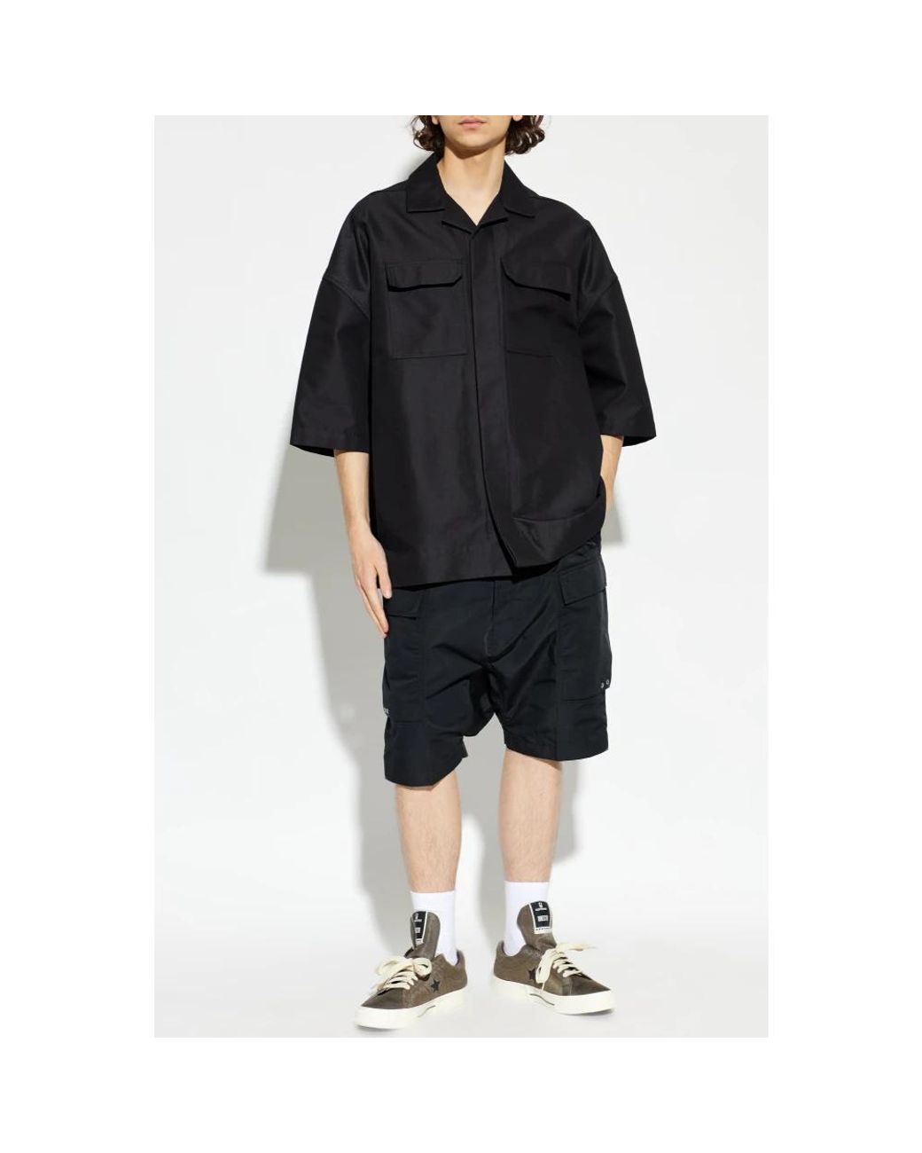 Rick Owens Korte Broeken ,Grijs ,Polyester Cargo Shorts in het Black voor heren