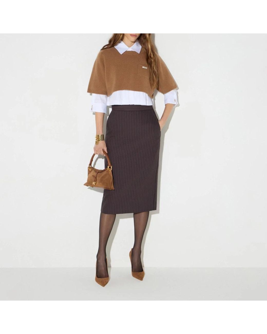 Elisabetta Franchi Brown Round-Neck Knitwear