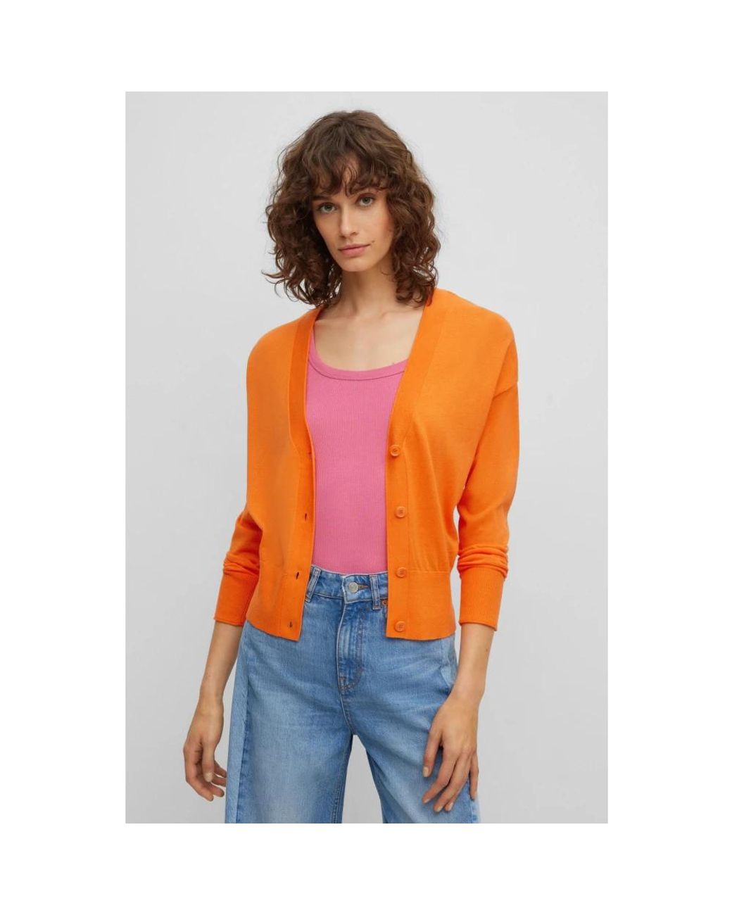 BOSS by HUGO BOSS Strickjacke Fedasa in Orange | Lyst DE