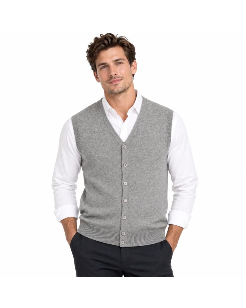 Cashmere Company Gray V-Neck Knitwear for men