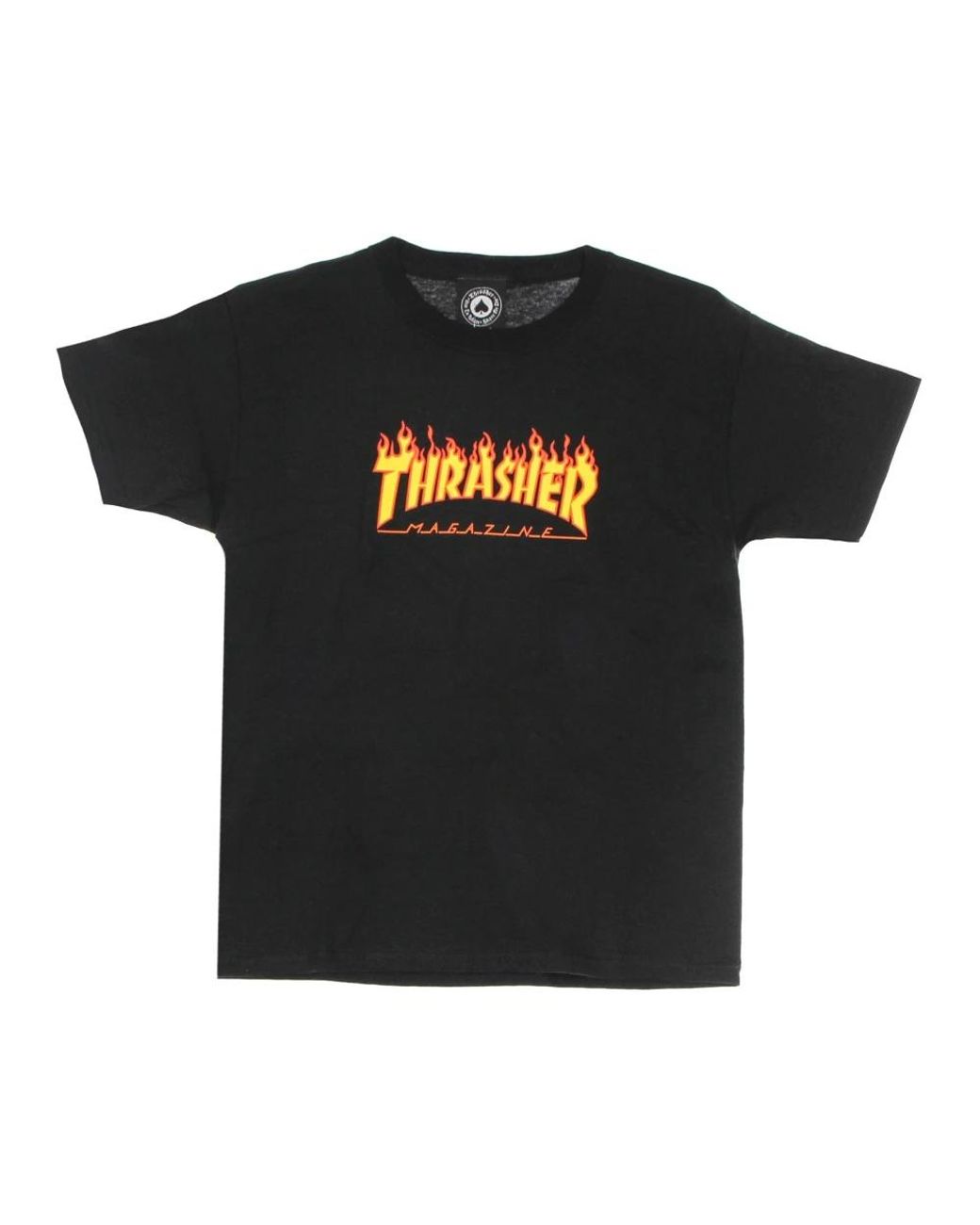 Thrasher Tops ,Zwart ,Katoen Flame Tee Kinder T-Shirt Zwart/Geel in het Black voor heren