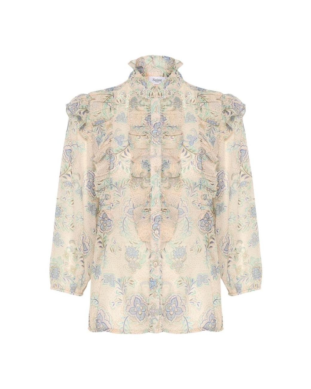 Saint Tropez Printed Blouse in het Natural