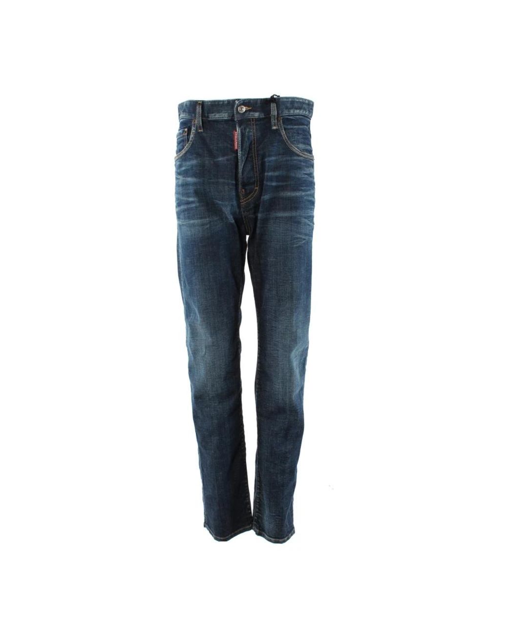DSquared² Blue Cotton-Blend Slim Straight-Leg Jeans for men