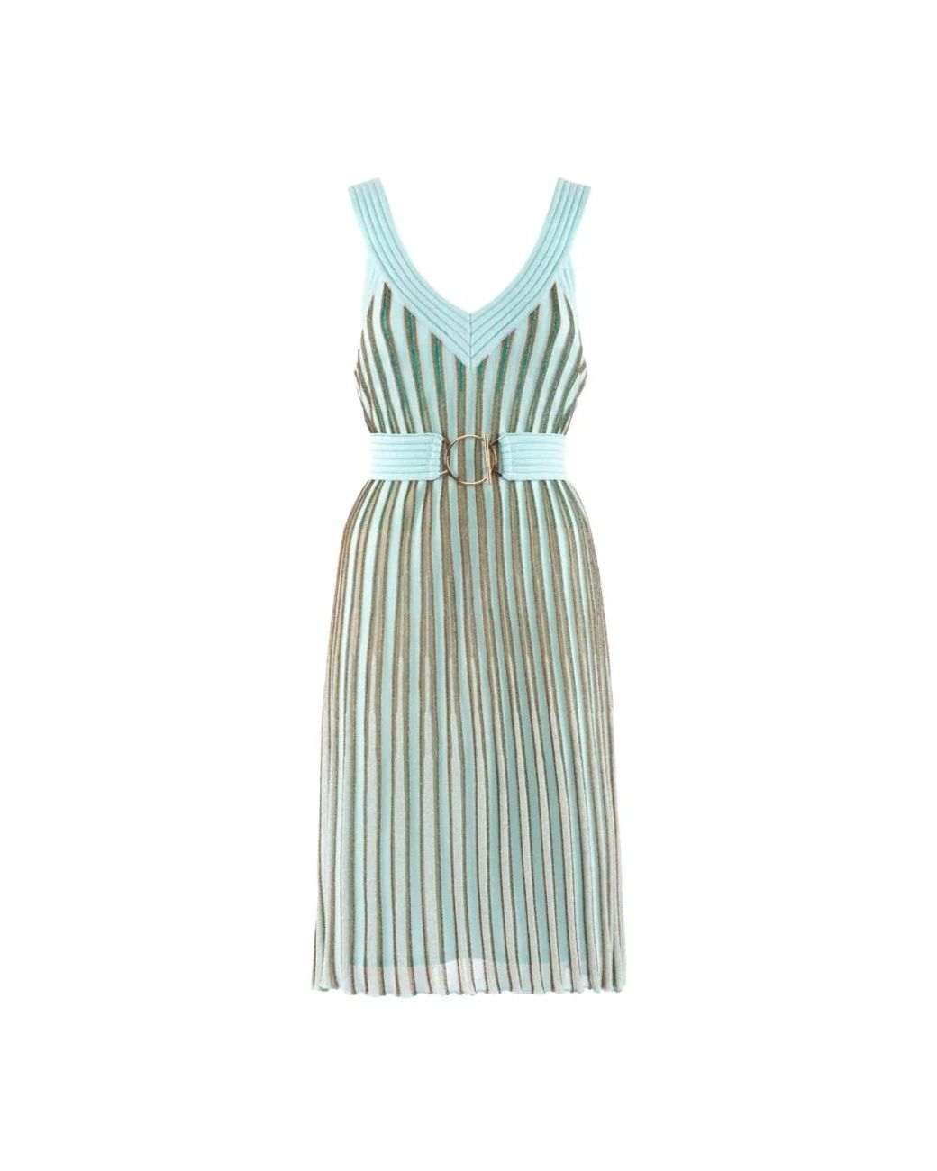 Nenette Kleedjes ,Veelkleurig ,Leer Kleurrijke Elegante Jurk Met Riem in het Green