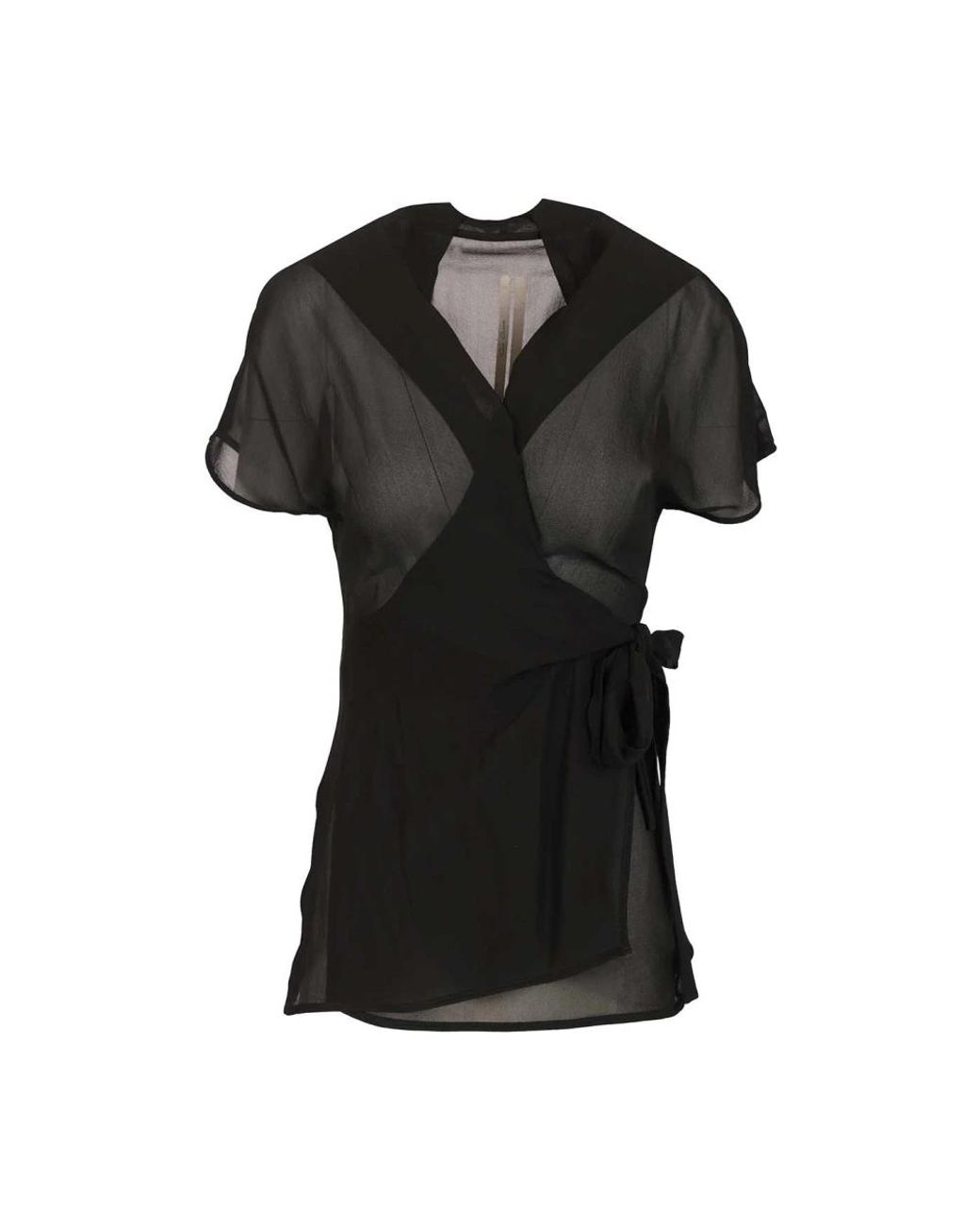 Rick Owens Silk Wrap Top in het Black