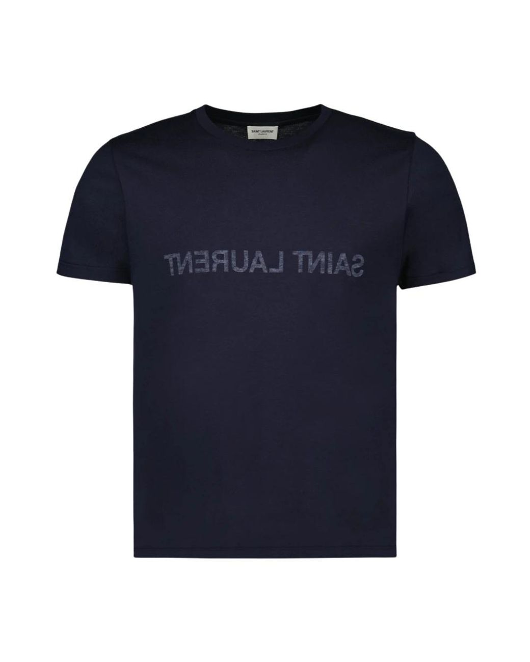 Saint Laurent Tops ,Blauw ,Katoen Reverse Logo T-Shirt in het Blue voor heren